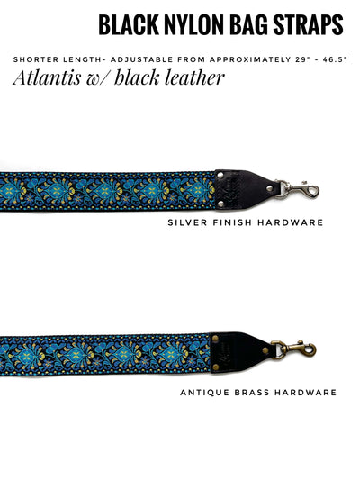Bag Straps - Atlantis with Hemp and Black Leather (Shorter Length)